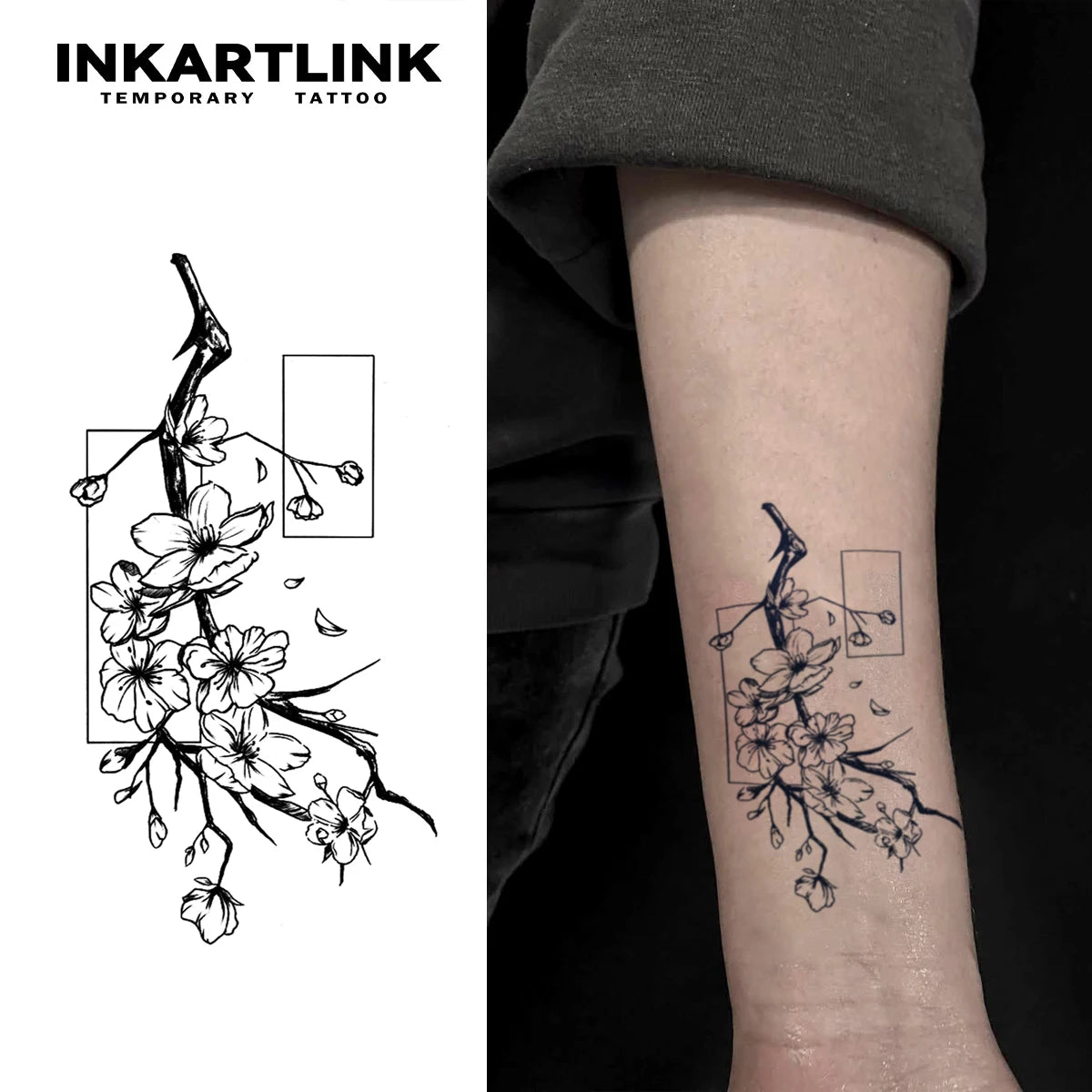 Flower Temporary Tattoo,Lasts To 15 Days New Technology Magic Waterproof Semi Permanent Sticker.