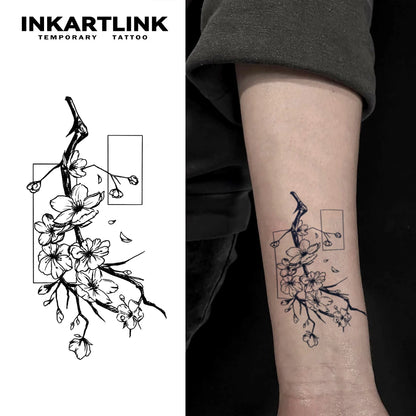 Flower Temporary Tattoo,Lasts To 15 Days New Technology Magic Waterproof Semi Permanent Sticker.