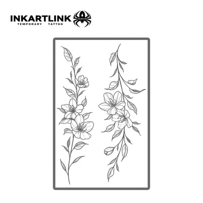 Flower Temporary Tattoo,Lasts To 15 Days New Technology Magic Waterproof Semi Permanent Sticker.