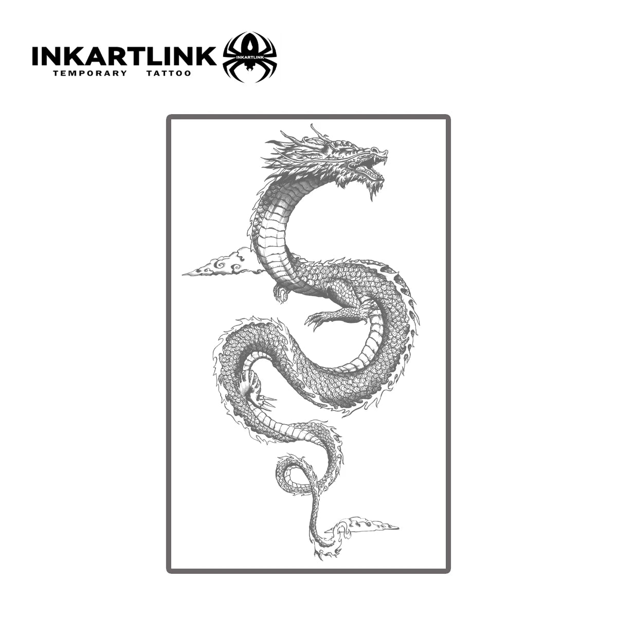 INKARTLINK Dark Dragon Tattoo Sticker Evil Dragon Totem Temporary Tattoo Waterproof and Non Fading 1-2 Weeks European and Americ