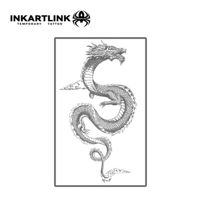 INKARTLINK Dark Dragon Tattoo Sticker Evil Dragon Totem Temporary Tattoo Waterproof and Non Fading 1-2 Weeks European and Americ