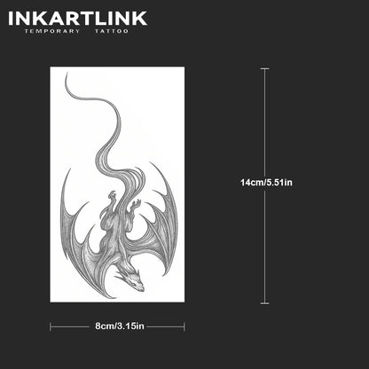 INKARTLINK Realistic Soaring Devil Dragon Tattoo Stickers Waterproof Temporary Tattoo Color Holding for 1-2 Weeks