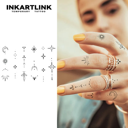 Henna Finger Temporary Tattoo,Lasts To 15 Days New Technology Magic Waterproof Semi Permanent Sticker.