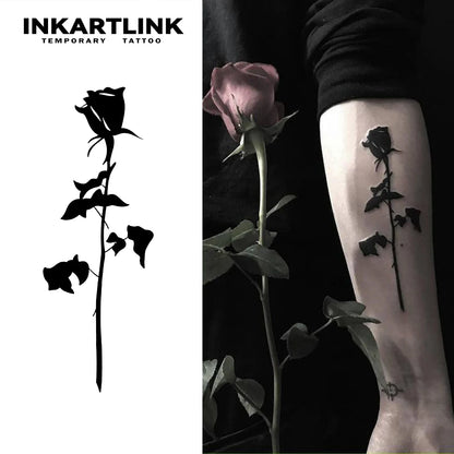 Rose temporary tattoo sticker, waterproof magic tattoo, lasts to 15 days fake tattoo, semi permanent tattoo